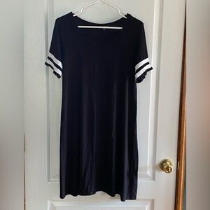 Hippi Chick Black Cover Up Dress with White Sleeve Stripes